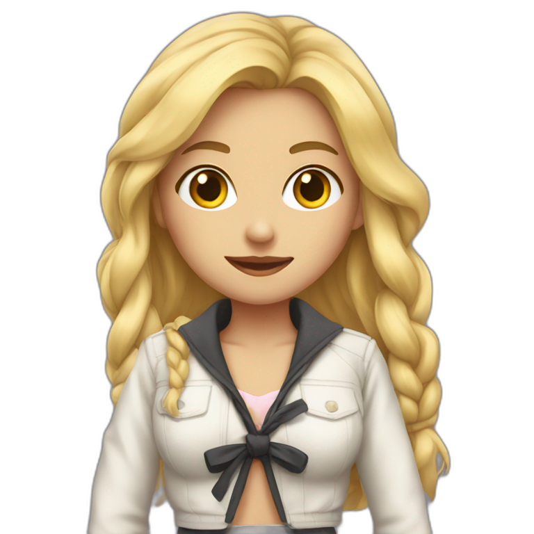 Blonde girl with jacket tied around her waist | AI Emoji Generator