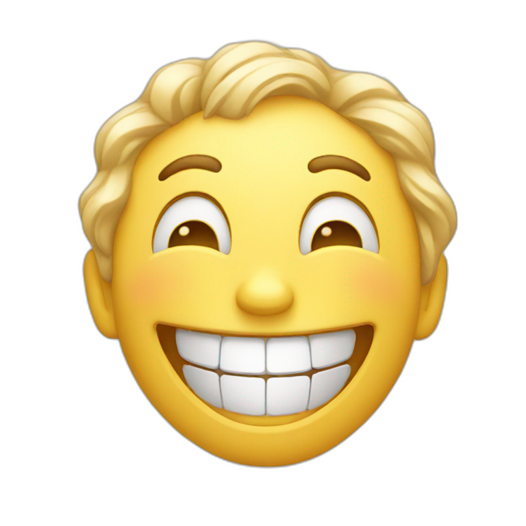 Round face laughing and covering eyes with hand | AI Emoji Generator