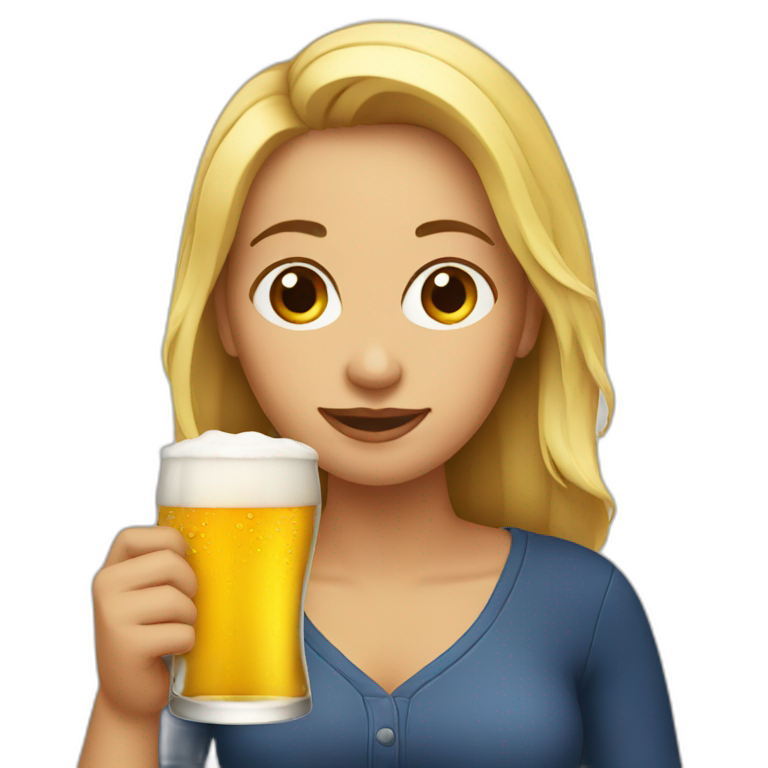 Woman drinking beer | AI Emoji Generator