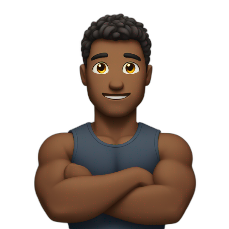 muscular guy flexing in tank | AI Emoji Generator