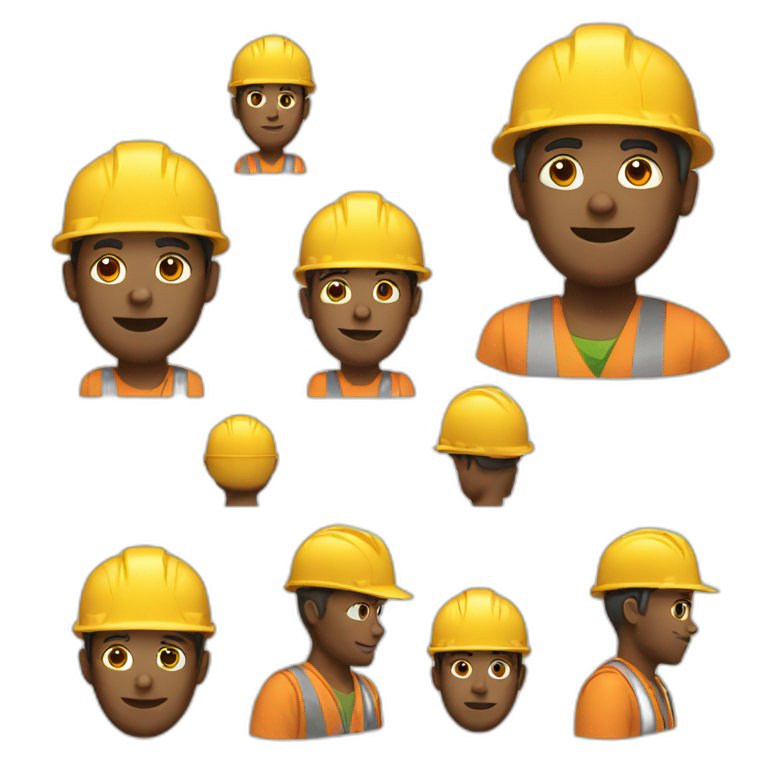 Construction worker with green hard hat | AI Emoji Generator