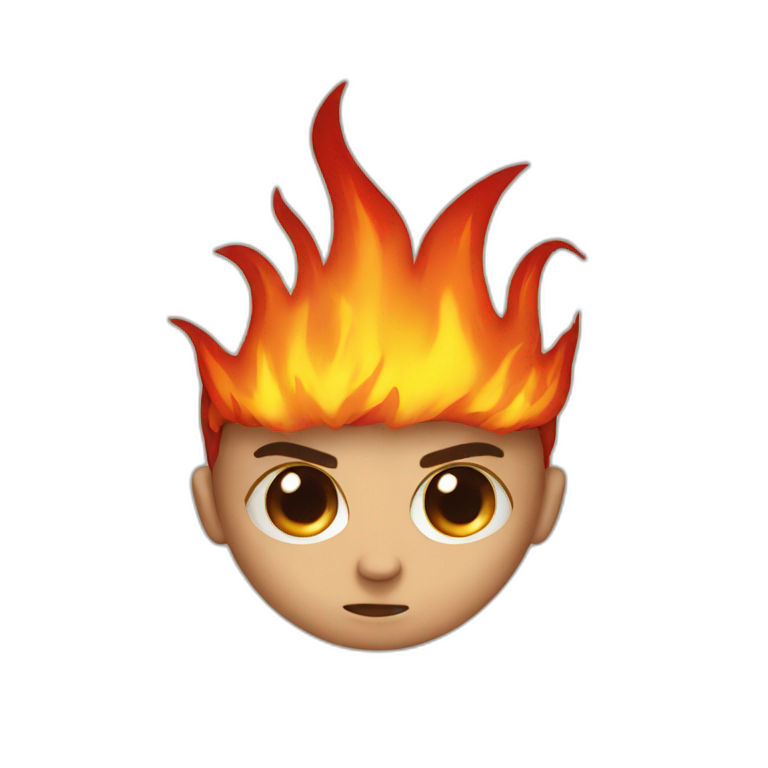 Cool Guy who have eyes in fire and big smile | AI Emoji Generator