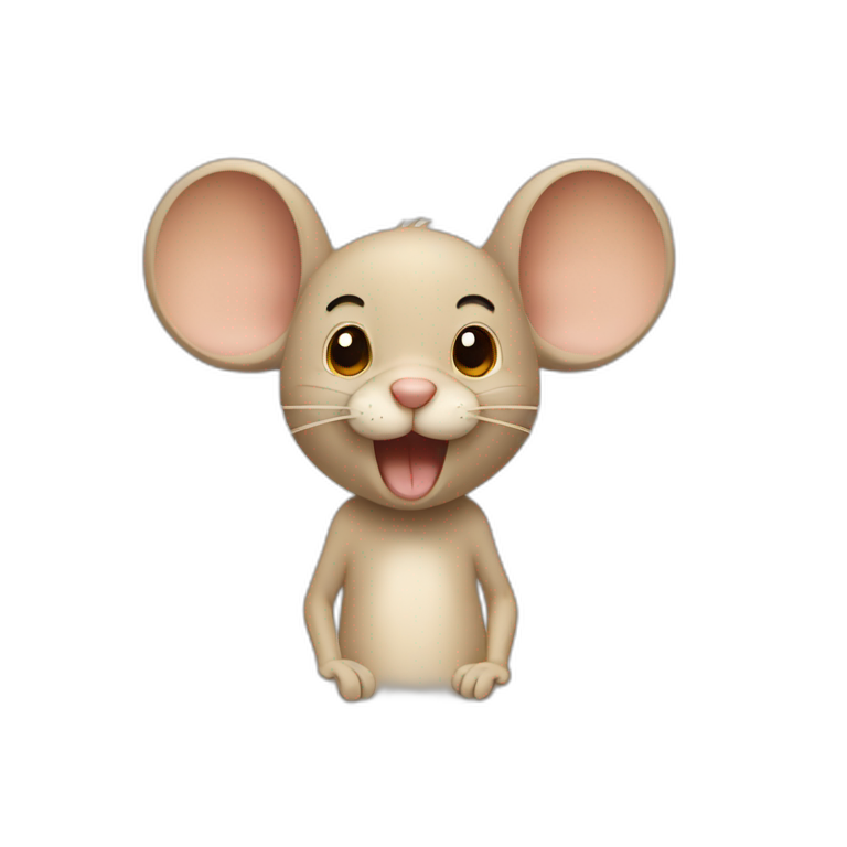 brown jerry mouse cartoon with purple hair bow | AI Emoji Generator