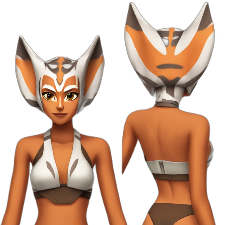 Sexy Ahsoka Tano portrait front facing bikini small horns