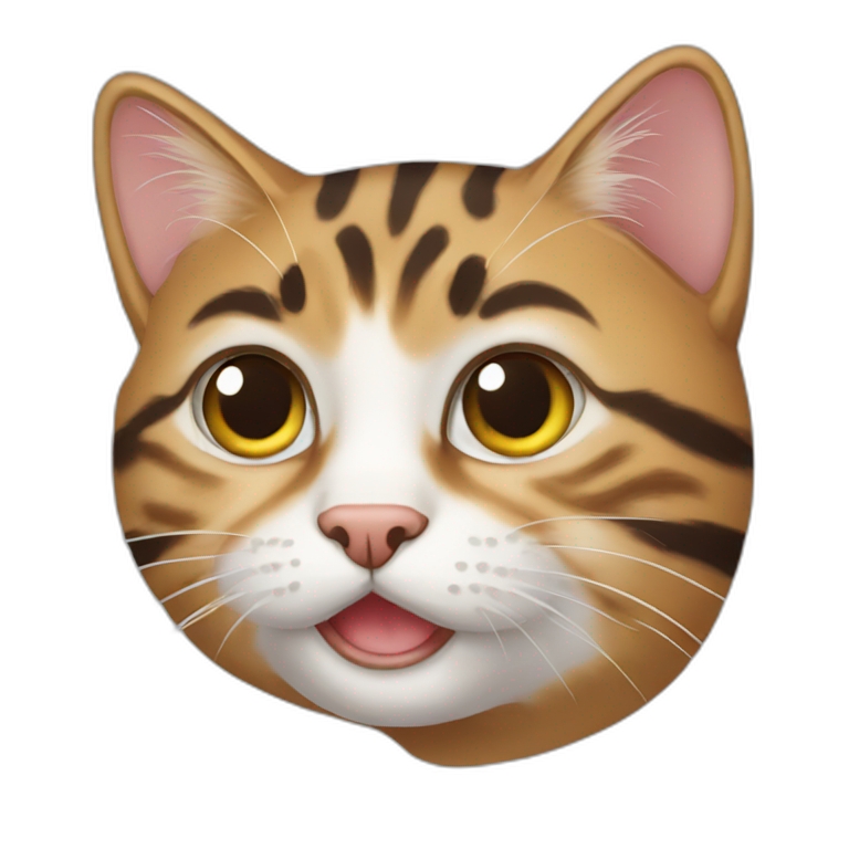 Fat dark brown tabby cat with a purple collar | AI Emoji Generator