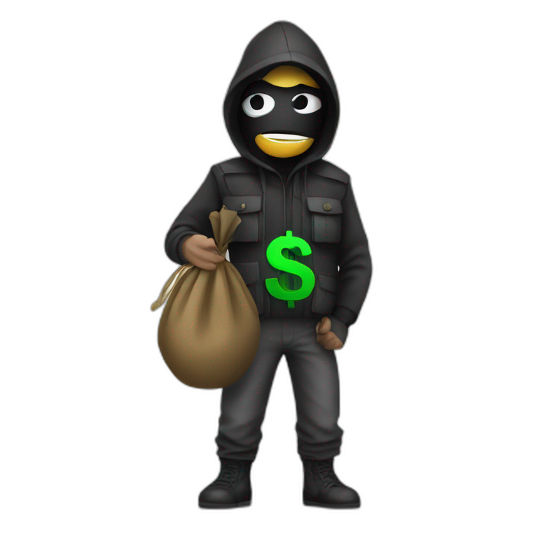 robber running to the left with a black bag | AI Emoji Generator