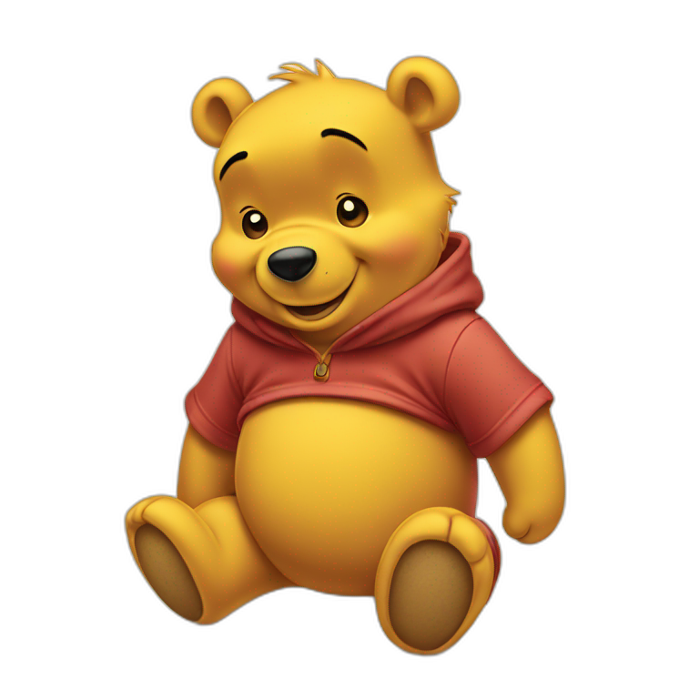 smirking winnie the pooh on a shark | AI Emoji Generator