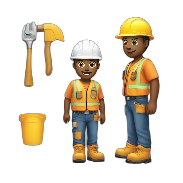 Construction worker with green hard hat | AI Emoji Generator