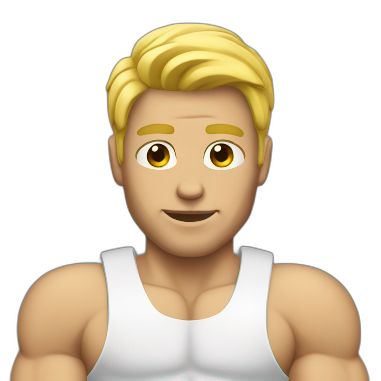 Flexing Muscles Guy With Blonde Dreads Ai Emoji Generator 5190