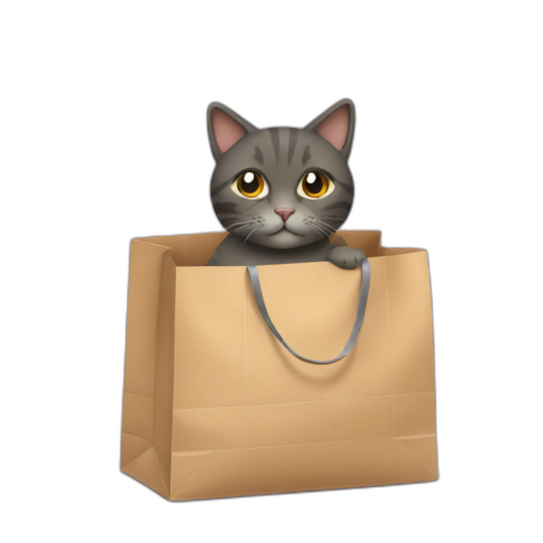 Cat sitting in shopping bag