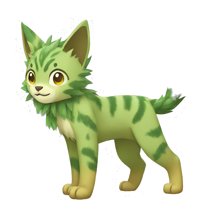 Green and Brown Kawaii Leaves-covered—Grass-Type-Bush-Fakemon-Creature ...