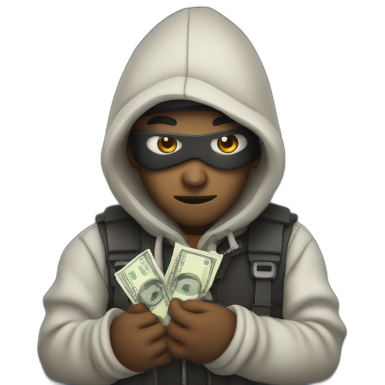 Robber with a bag of money on the shoulder AI Emoji Generator