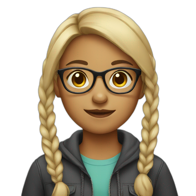 Girl With Black Glasses Ai Emoji Generator