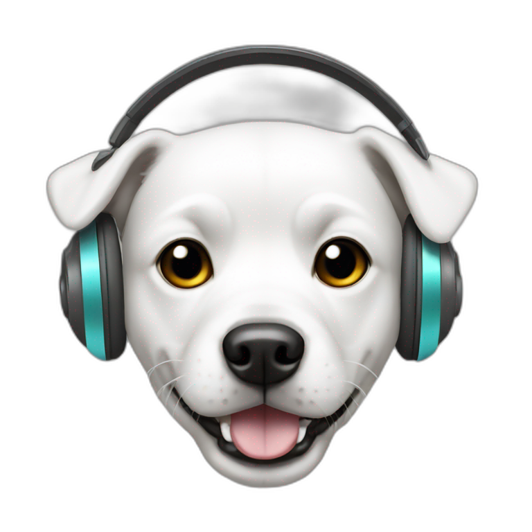 dog with phone and headphones | AI Emoji Generator