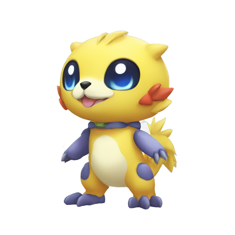 cute cool Digimon-Fakemon-garumon-wolf full body | AI Emoji Generator