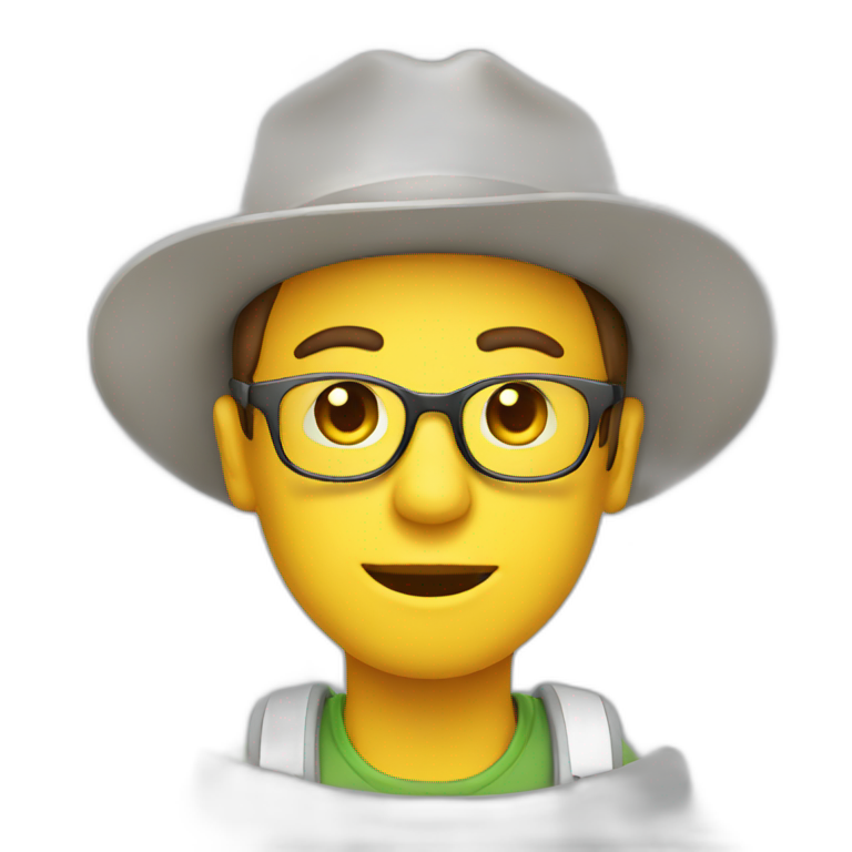 Man in a funny white pointy hat over his head | AI Emoji Generator