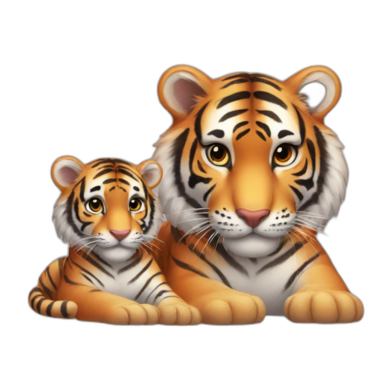 Tiger and Lion live couple | AI Emoji Generator