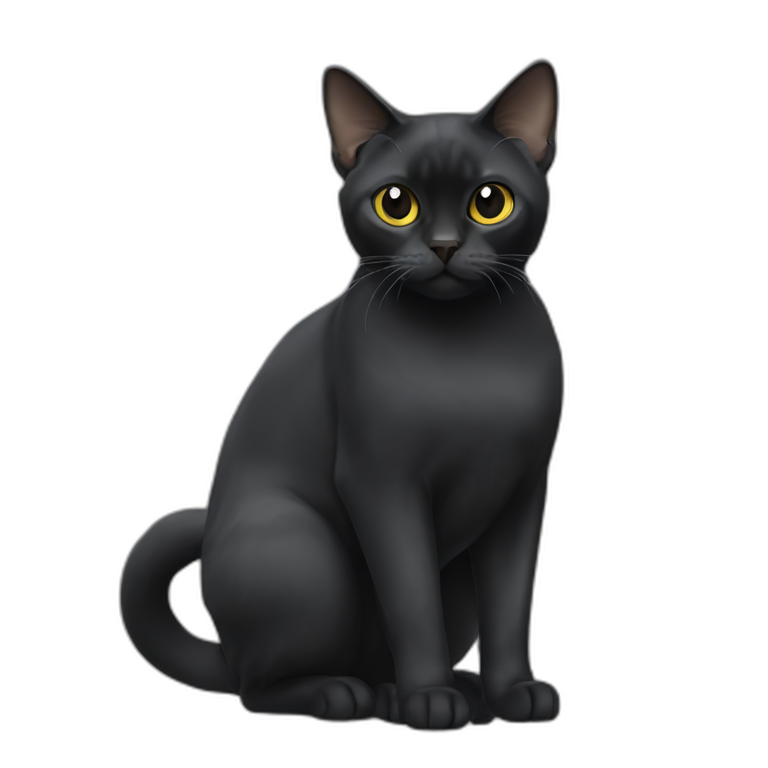 Fluffy Black Cat Full Body Ai Emoji Generator 0385