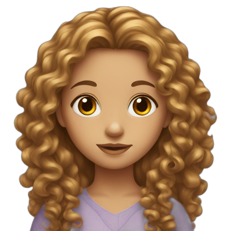 girl with long curly hairs hazel eyes | AI Emoji Generator