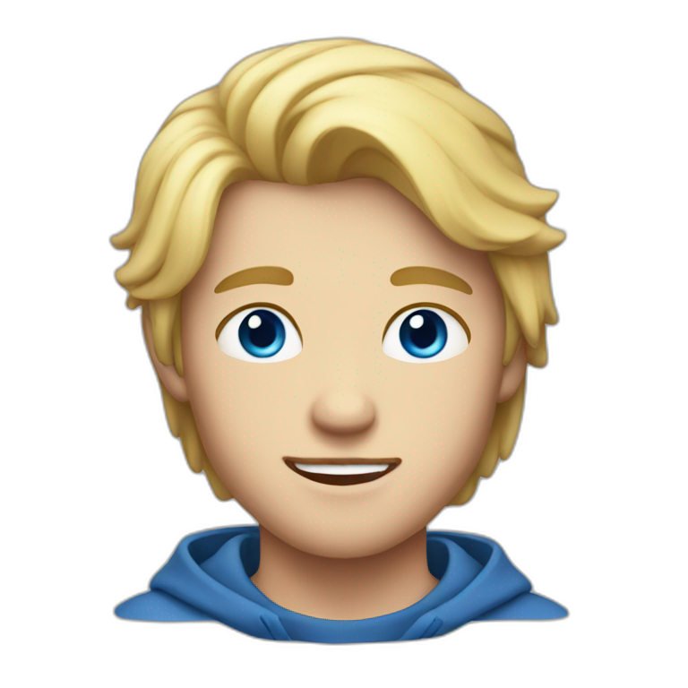 A man with blond hair and blue eyes beautiful men | AI Emoji Generator