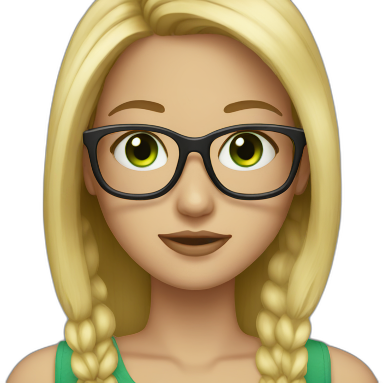 Girl Square Glasses A Lot Of Earrings Blonde Black Hair Green Eyes Ai Emoji Generator 1459