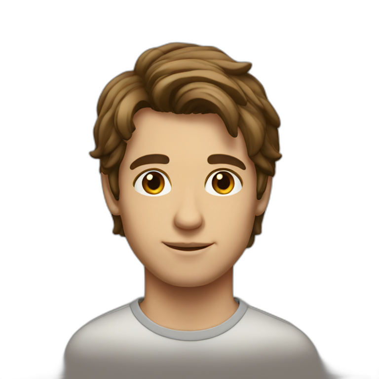 Young men French type middle part straight brown hair | AI Emoji Generator