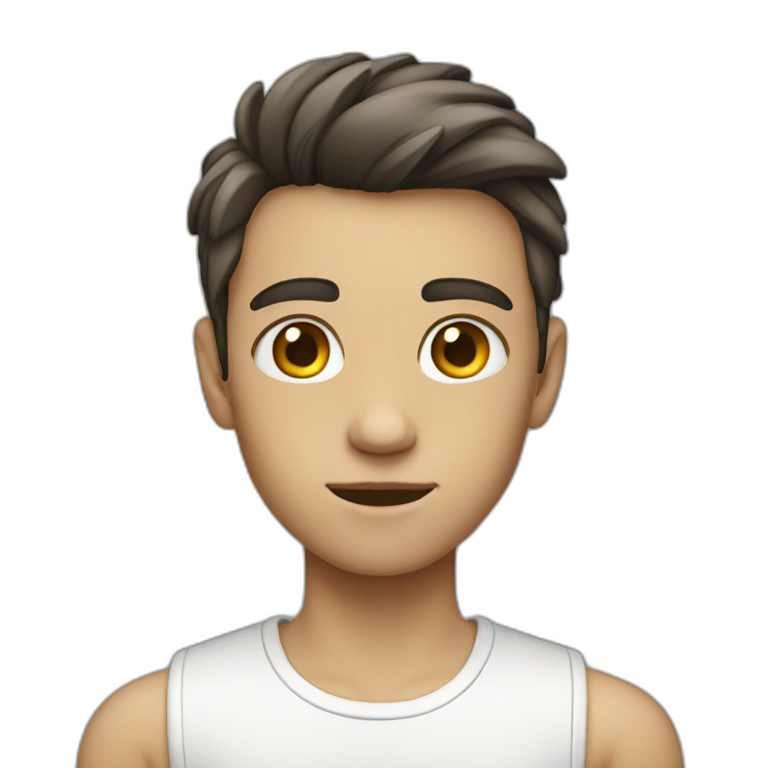 realistic white teenager with black hair | AI Emoji Generator