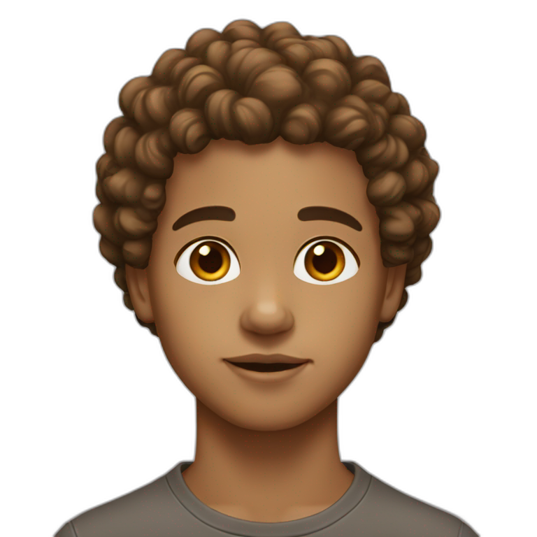 Boy,Curly hair, medium skin color brown eyes | AI Emoji Generator