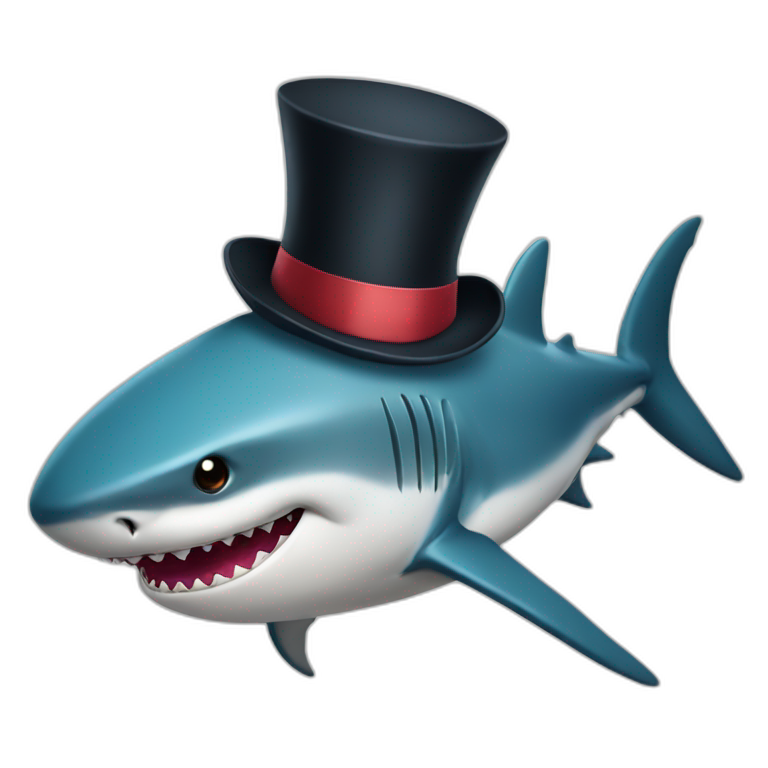 Shark with a top hat | AI Emoji Generator