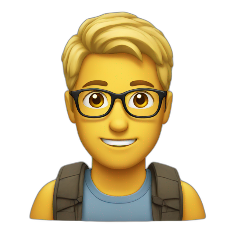 bald geek with athletic body | AI Emoji Generator