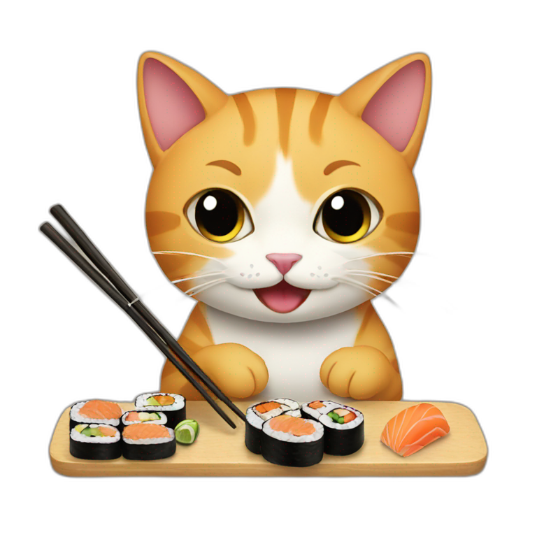 Cat eating burger sushi | AI Emoji Generator