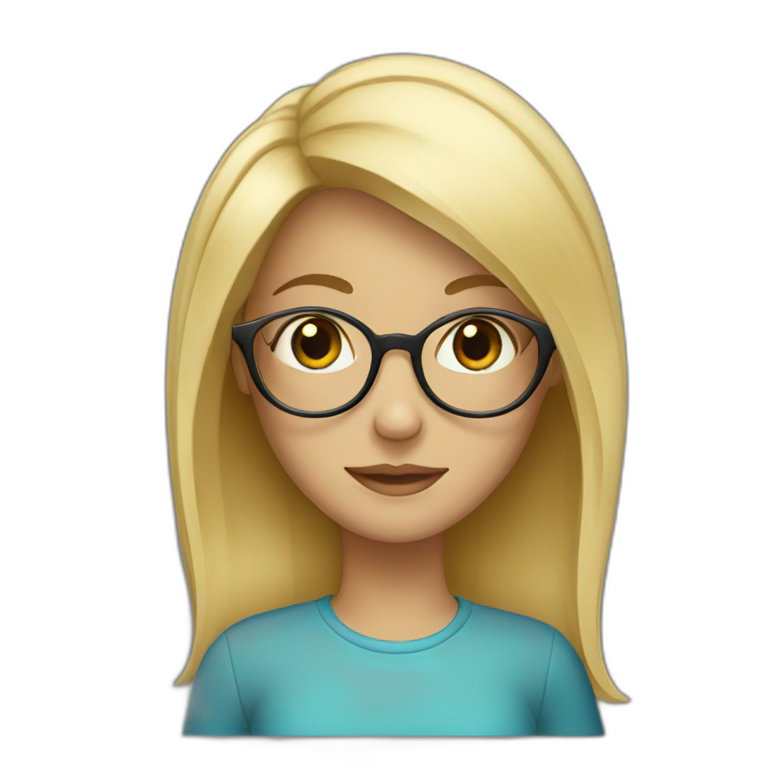 a baby in the arms of a girl with blond hair and glasses | AI Emoji ...