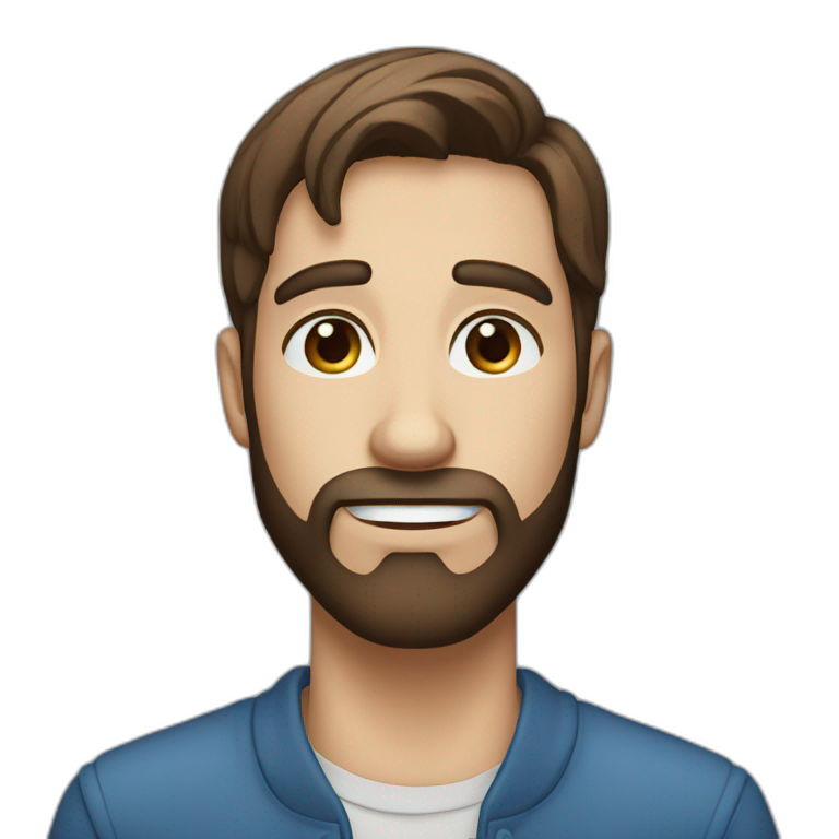 Straight Long brown hair male with beard | AI Emoji Generator