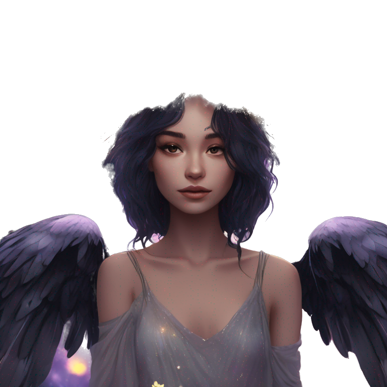 Ethereal Galaxy Constellation Girl Angel Raven Wings Black Wings Arrow Ai Emoji Generator