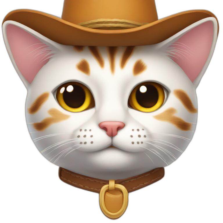 Orange cat with cowboy hat and bandana | AI Emoji Generator