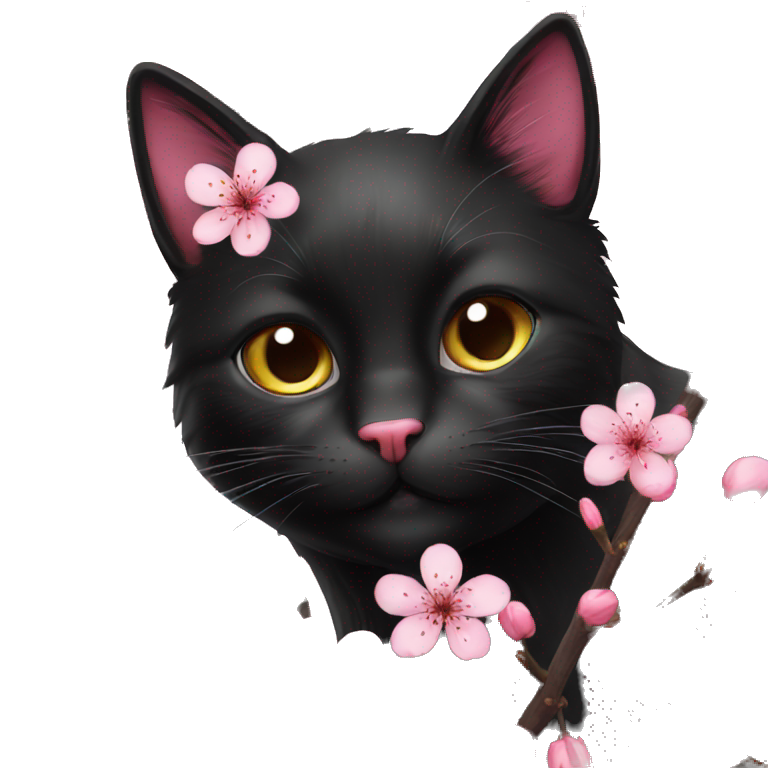 Cherry blossom black cat | AI Emoji Generator