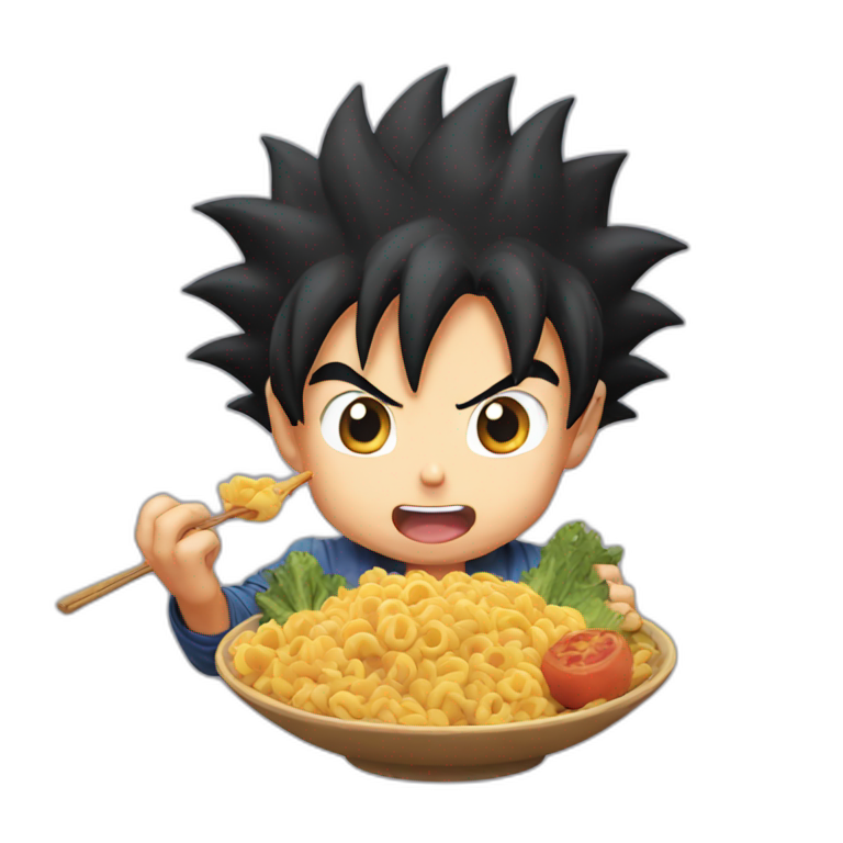 Goku eating food | AI Emoji Generator