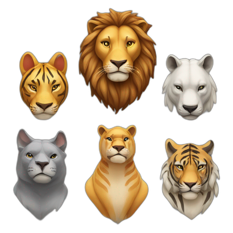 Tiger and Lion live couple | AI Emoji Generator