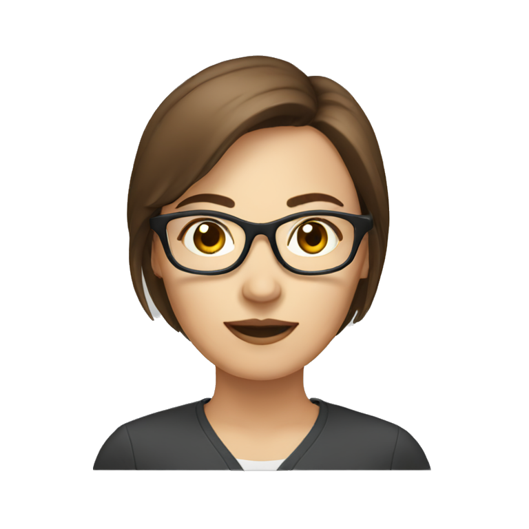 Female with glasses and short brown hair | AI Emoji Generator