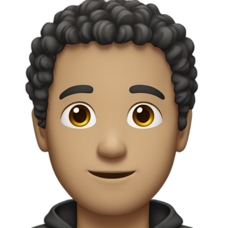 a teen white pepole white curly black hair and atletics face | AI Emoji ...