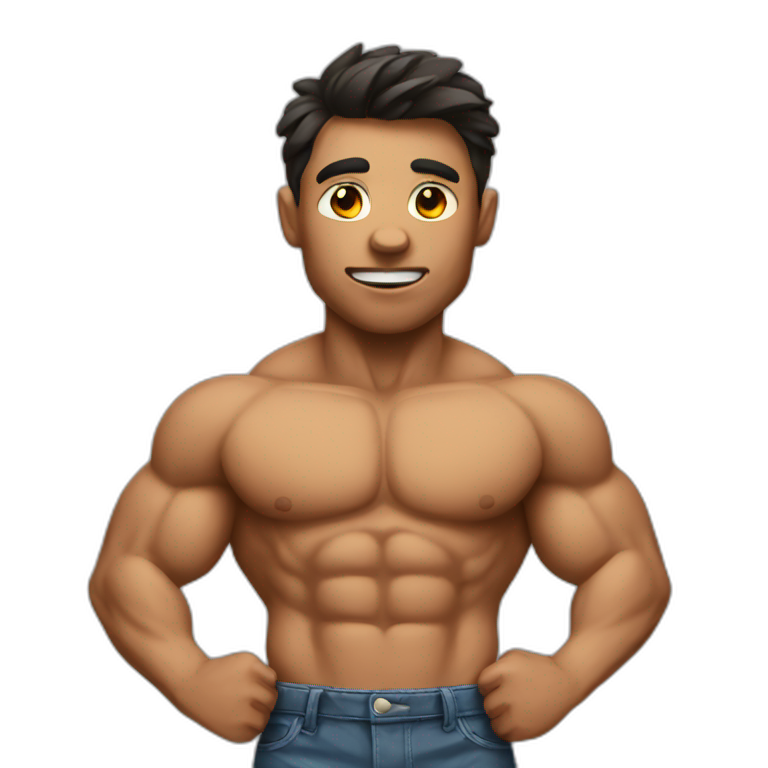 blonde smile, muscular abs | AI Emoji Generator