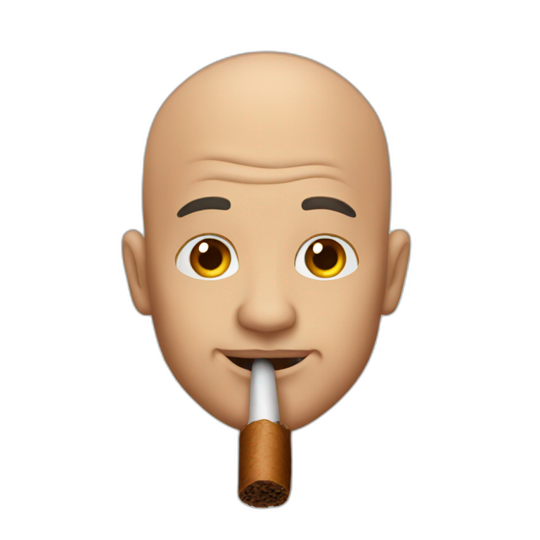 Bald muscular white man with brown beard and sunglasses smoking cigar ...