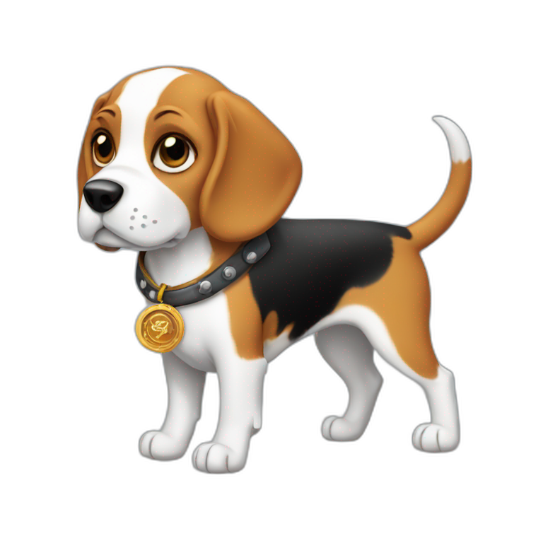 beagle with black collar and skull medallion | AI Emoji Generator