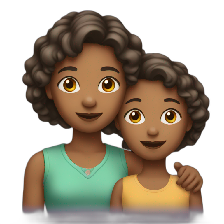 a mother with her 2 children | AI Emoji Generator