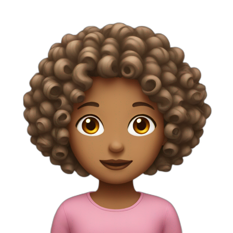 Tan girl with curly hair | AI Emoji Generator