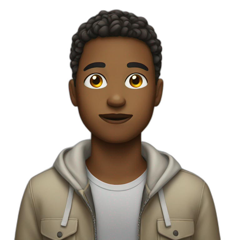 Teenager with Black soft hair | AI Emoji Generator