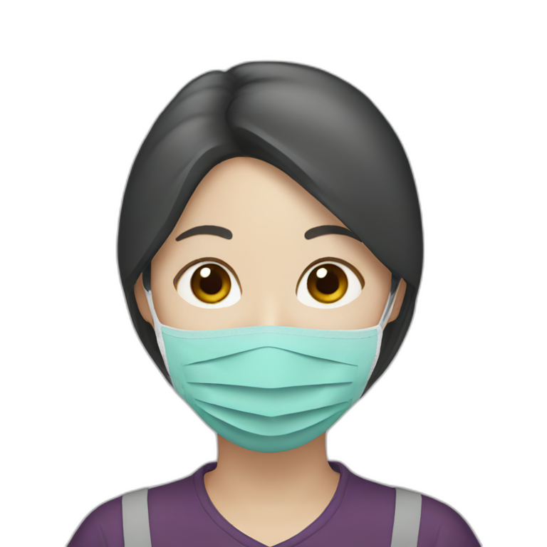 Asian Woman with N95 Mask | AI Emoji Generator