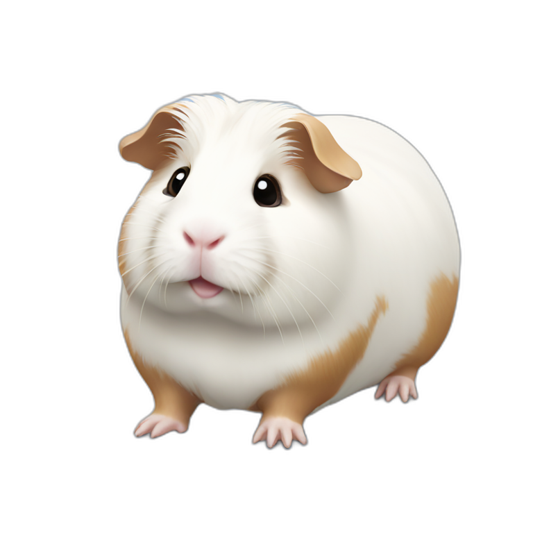 White long hair Guinea pig with large black and brown spots | AI Emoji ...