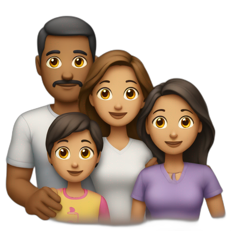 familia papa mama 2 hermanos y 1 hermana AI Emoji Generator