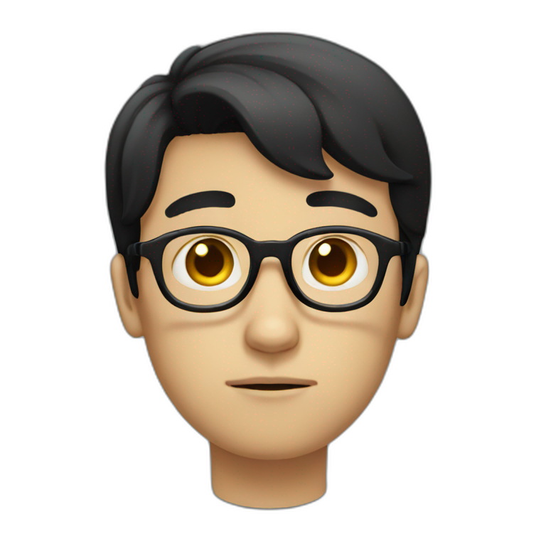 Sad White Boy With Glasses Black Straight Hair Beard Ai Emoji Generator 0275